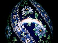 Love In A Mist Pysanky Ukrainian Easter Egg by So Jeo : pysanky pysanka ukrainian easter egg batik art love in a mist blue purple flower sojeo floral ukraine